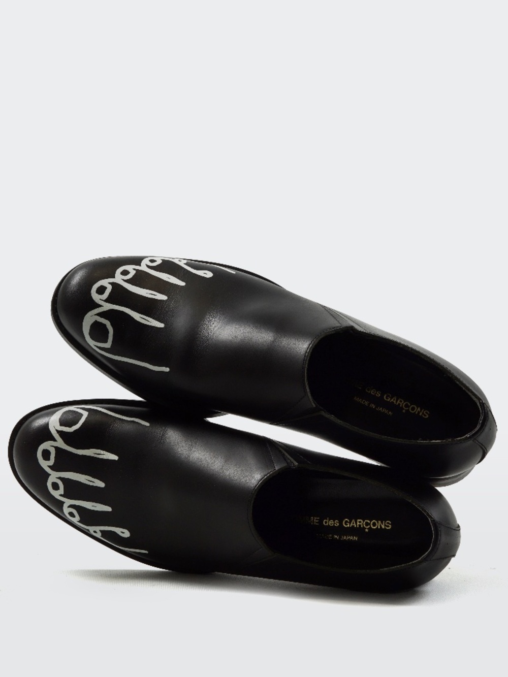 Comme des Garcons FW09 Black Leather Painted Toe Slip-On Shoe